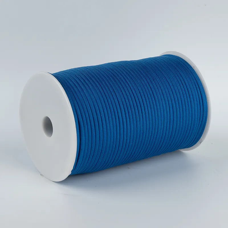 7 Inti Untai 4mm Paracord Poliester 550 Biru Padat