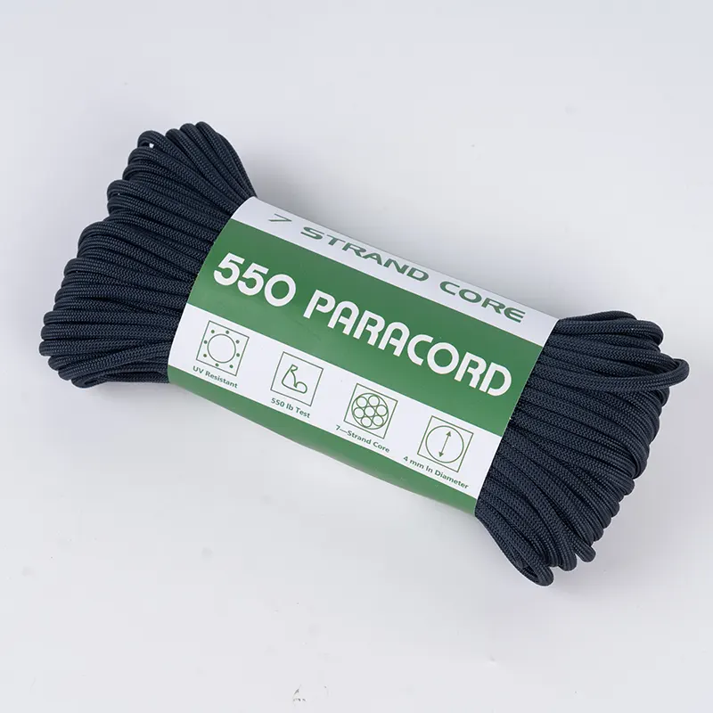 7 Inti Untai 4mm Paracord Poliester Biru Tua Padat 550
